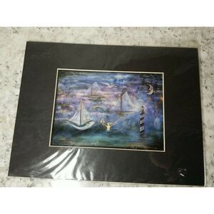 Robert Shields 5"x8" Mermaid Love‎ Lithograph Signed by Artist Cardboard Frame